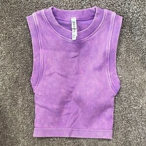 Zenana Outfitters Purple Ribbed Crop Tank
